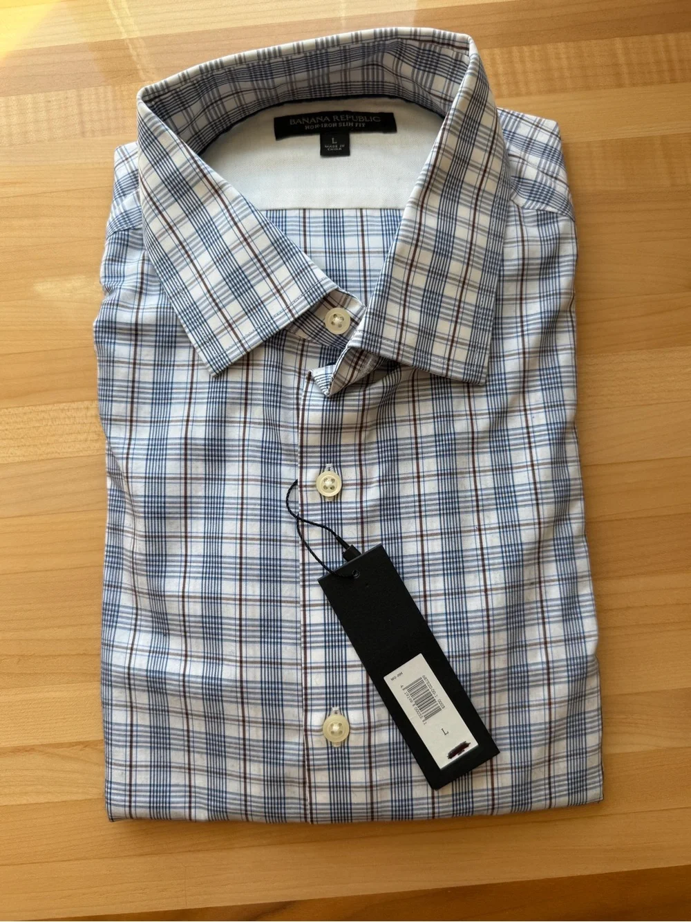Banana Republic Plaid Non Iron Slim Fit Dress Shirt